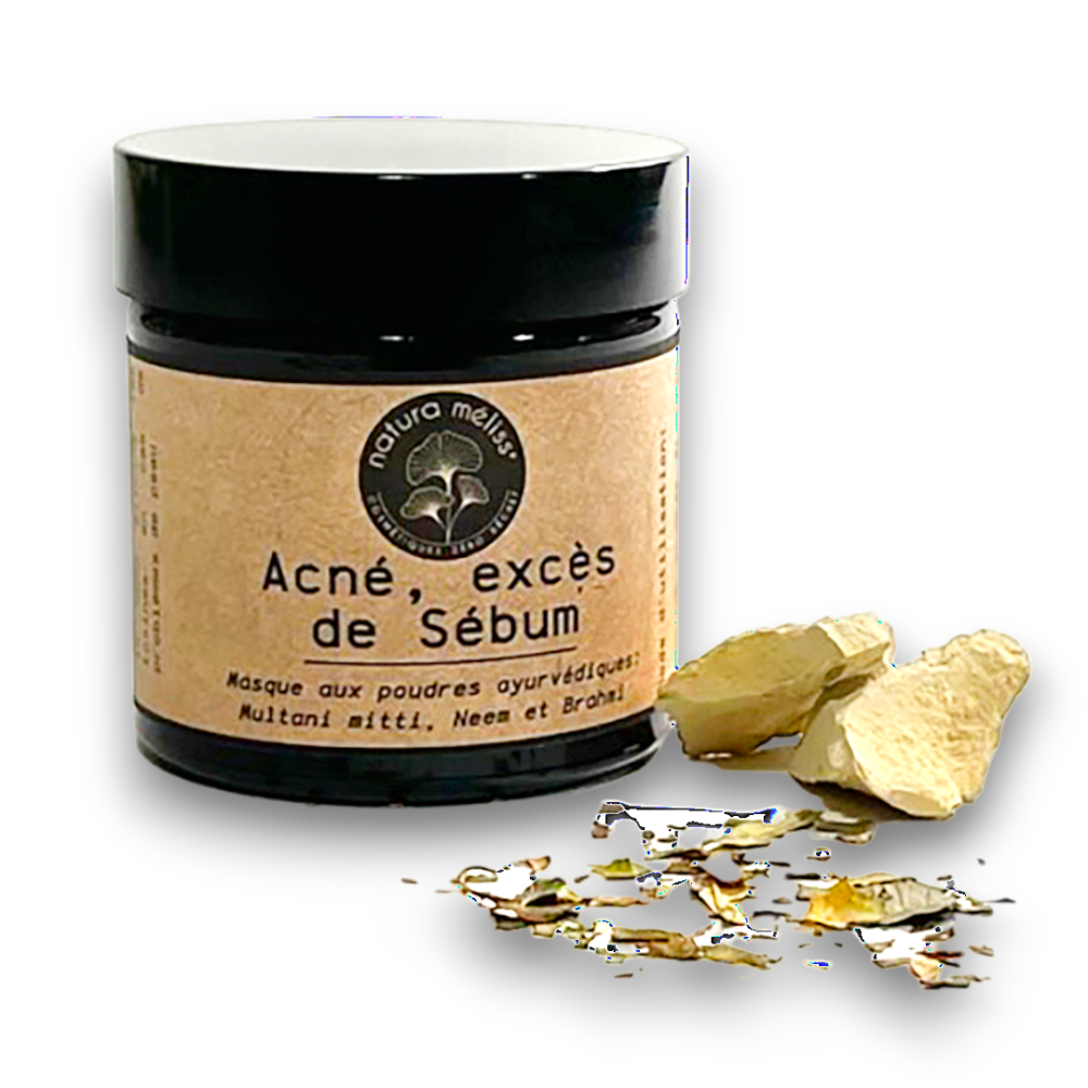 Masque pour l'acné et l'excès de sébum aux poudres ayurvédiques bio